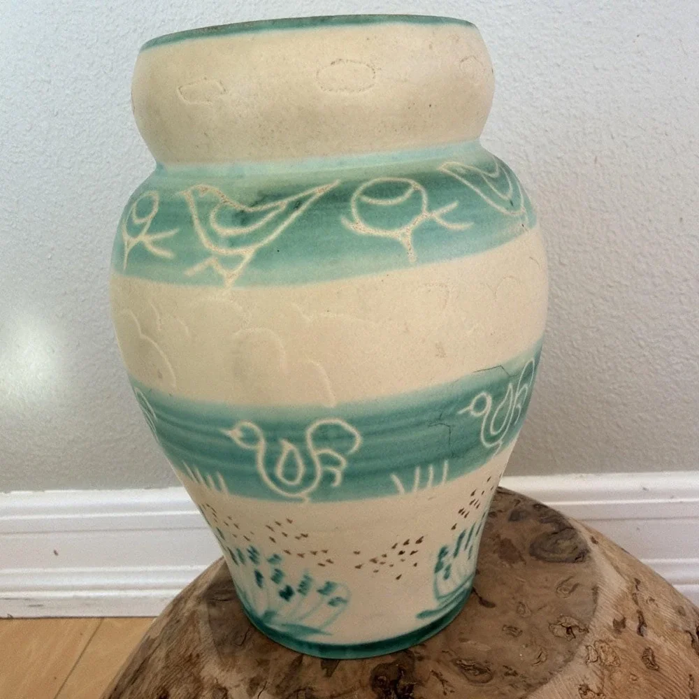 Vintage Vallauris‎ French Studio Pottery Vase Lavender Honey Pierre Chauvet 8